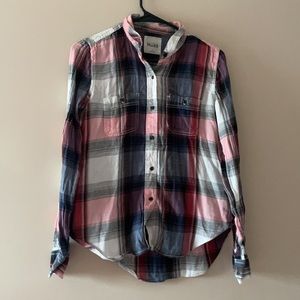 Plaid button-up shirt